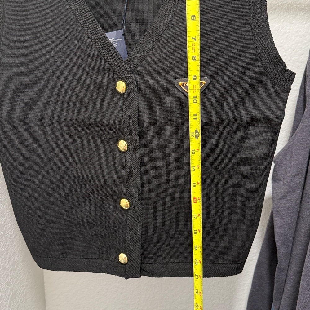 Prada Black Knit Vest with Gold Buttons NWT M/L - Picture 8 of 9